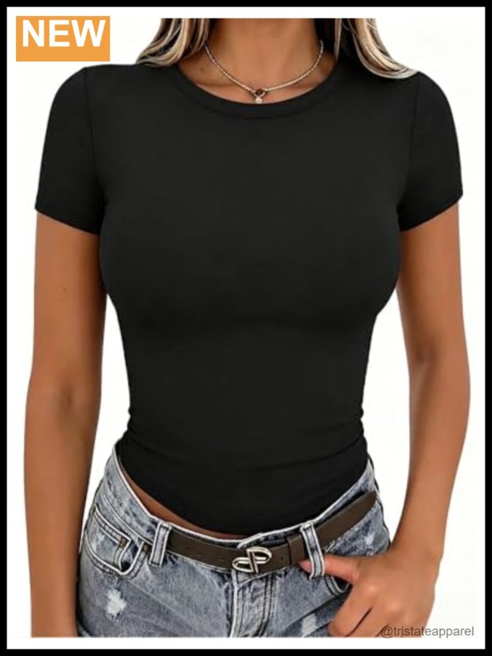 Women's Fitted Short Sleeve Crew Neck T-Shirt Stretchy Summer Top